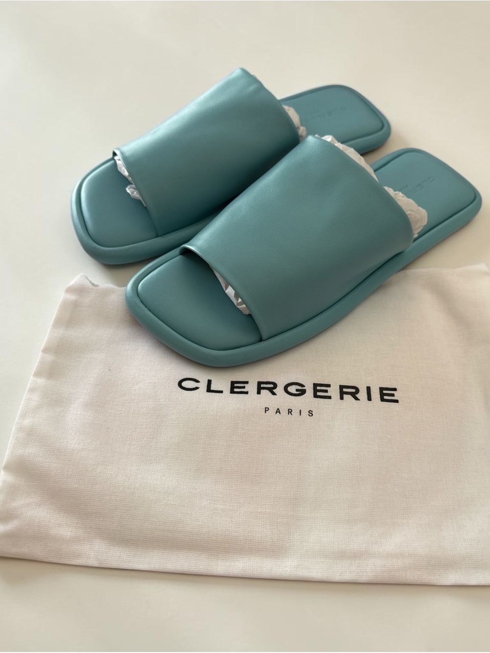 Clergerie Teal Slide Sandals